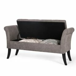 Outlet 👏 Adeco Armed Storage Ottoman Tufted Lift Top Bench Footstool With Legs 🧨 -Adeco Shop Adeco Armed Storage Ottoman Tufted Lift Top Bench Footstool with Legs 9