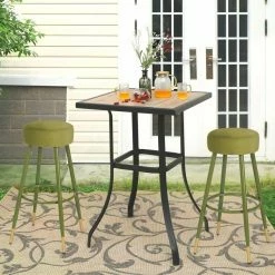 Cheapest 😀 Adeco Bar Stools, Set Of 2 Round Velvet Breakfast Stools Footrest - 20.5"D X 20.5"W X 29.5"H. Green - Golden Circle ❤️ -Adeco Shop Adeco Bar Stools2C Set of 2 Round Velvet Breakfast Stools Footrest 2