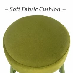 Cheapest 😀 Adeco Bar Stools, Set Of 2 Round Velvet Breakfast Stools Footrest - 20.5"D X 20.5"W X 29.5"H. Green - Golden Circle ❤️ -Adeco Shop Adeco Bar Stools2C Set of 2 Round Velvet Breakfast Stools Footrest 5