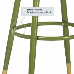 Cheapest 😀 Adeco Bar Stools, Set Of 2 Round Velvet Breakfast Stools Footrest - 20.5"D X 20.5"W X 29.5"H. Green - Golden Circle ❤️ -Adeco Shop Adeco Bar Stools2C Set of 2 Round Velvet Breakfast Stools Footrest 8