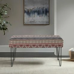 Outlet ✨ Adeco Bench Ottoman Fabric Rectangular Footrest Upholstered Bedroom Grey 😀 -Adeco Shop Adeco Bench Ottoman Fabric Rectangular Footrest Upholstered Bedroom 2