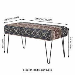 Outlet ✨ Adeco Bench Ottoman Fabric Rectangular Footrest Upholstered Bedroom Grey 😀 -Adeco Shop Adeco Bench Ottoman Fabric Rectangular Footrest Upholstered Bedroom 4