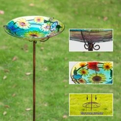 Budget ⭐ Adeco Bird Feeders Bird Baths With Metal Ground Stake Blue 🌟 -Adeco Shop Adeco Bird Feeders Bird Baths with Metal Ground Stake 12