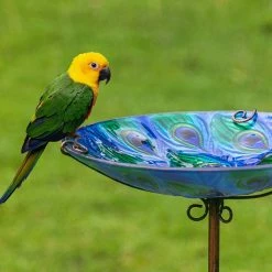 Budget ⭐ Adeco Bird Feeders Bird Baths With Metal Ground Stake Blue 🌟