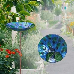 Budget ⭐ Adeco Bird Feeders Bird Baths With Metal Ground Stake Blue 🌟 -Adeco Shop Adeco Bird Feeders Bird Baths with Metal Ground Stake 4