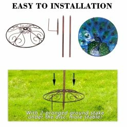 Budget ⭐ Adeco Bird Feeders Bird Baths With Metal Ground Stake Blue 🌟 -Adeco Shop Adeco Bird Feeders Bird Baths with Metal Ground Stake 5