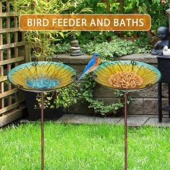 Budget ⭐ Adeco Bird Feeders Bird Baths With Metal Ground Stake Blue 🌟 -Adeco Shop Adeco Bird Feeders Bird Baths with Metal Ground Stake 7