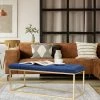 Promo ⌛ Adeco Blue Upholstered Tufted Velvet Ottoman Bench,Golden Metal Base 👍 -Adeco Shop Adeco Blue Upholstered Tufted Velvet Ottoman Bench2CGolden Metal Base