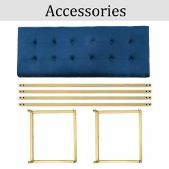 Promo ⌛ Adeco Blue Upholstered Tufted Velvet Ottoman Bench,Golden Metal Base 👍 -Adeco Shop Adeco Blue Upholstered Tufted Velvet Ottoman Bench2CGolden Metal Base 4
