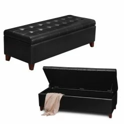 Best Pirce 👏 Adeco Bonded Leather Storage Ottoman Brown ❤️ -Adeco Shop Adeco Bonded Leather Storage Ottoman 11