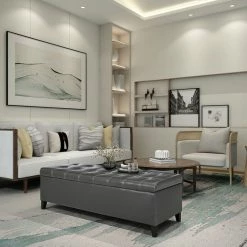 Best Pirce 👏 Adeco Bonded Leather Storage Ottoman Brown ❤️ -Adeco Shop Adeco Bonded Leather Storage Ottoman 13