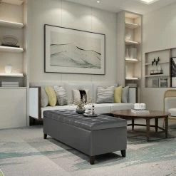 Best Pirce 👏 Adeco Bonded Leather Storage Ottoman Brown ❤️ -Adeco Shop Adeco Bonded Leather Storage Ottoman 14