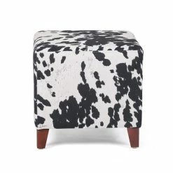Hot Sale ✨ Adeco British Style Cow Print Cube Ottoman Home Bench Classy Footstool Black Cow ✔️ -Adeco Shop Adeco British Style Cow Print Cube Ottoman Home Bench Classy Footstool 10