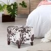 Hot Sale ✨ Adeco British Style Cow Print Cube Ottoman Home Bench Classy Footstool Black Cow ✔️