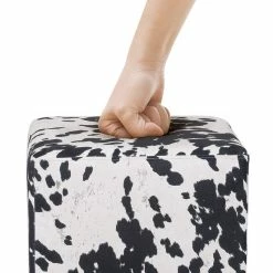 Hot Sale ✨ Adeco British Style Cow Print Cube Ottoman Home Bench Classy Footstool Black Cow ✔️ -Adeco Shop Adeco British Style Cow Print Cube Ottoman Home Bench Classy Footstool 11