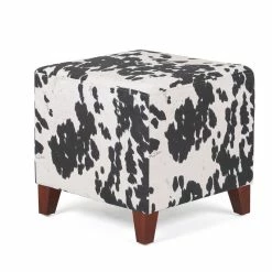 Hot Sale ✨ Adeco British Style Cow Print Cube Ottoman Home Bench Classy Footstool Black Cow ✔️ -Adeco Shop Adeco British Style Cow Print Cube Ottoman Home Bench Classy Footstool 12