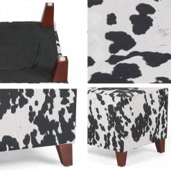 Hot Sale ✨ Adeco British Style Cow Print Cube Ottoman Home Bench Classy Footstool Black Cow ✔️ -Adeco Shop Adeco British Style Cow Print Cube Ottoman Home Bench Classy Footstool 13