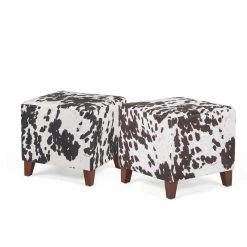 Hot Sale ✨ Adeco British Style Cow Print Cube Ottoman Home Bench Classy Footstool Black Cow ✔️ -Adeco Shop Adeco British Style Cow Print Cube Ottoman Home Bench Classy Footstool 14