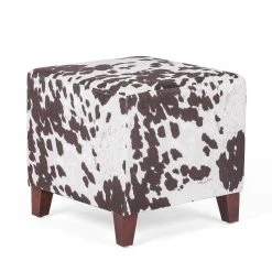 Hot Sale ✨ Adeco British Style Cow Print Cube Ottoman Home Bench Classy Footstool Black Cow ✔️ -Adeco Shop Adeco British Style Cow Print Cube Ottoman Home Bench Classy Footstool 5