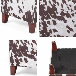 Hot Sale ✨ Adeco British Style Cow Print Cube Ottoman Home Bench Classy Footstool Black Cow ✔️ -Adeco Shop Adeco British Style Cow Print Cube Ottoman Home Bench Classy Footstool 9