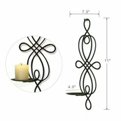 Best Pirce ✔️ Adeco Brown Iron Vertical Wall Hanging Candle Holder Sconce (Set Of 2) 🥰 -Adeco Shop Adeco Brown Iron Vertical Wall Hanging Candle Holder Sconce 28Set of 229 4