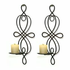 Best Pirce ✔️ Adeco Brown Iron Vertical Wall Hanging Candle Holder Sconce (Set Of 2) 🥰 -Adeco Shop Adeco Brown Iron Vertical Wall Hanging Candle Holder Sconce 28Set of 229 7