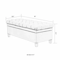 Promo 🛒 Adeco 50" Button Tufted Cushion Padded Linen Storage Ottoman Bench ✨ -Adeco Shop Adeco Button Tufted Cushion Padded Linen Storage Ottoman 6