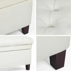 Promo 🛒 Adeco 50" Button Tufted Cushion Padded Linen Storage Ottoman Bench ✨ -Adeco Shop Adeco Button Tufted Cushion Padded Linen Storage Ottoman 7