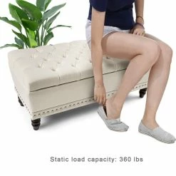 Deals 😀 Adeco Button Tufted Trapezoid Storage Ottoman Bench Grey 🛒 -Adeco Shop Adeco Button Tufted Trapezoid Storage Ottoman Bench 5