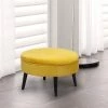 Hot Sale 🤩 Adeco Carrington Juttersbo Round Tufted Fabric Ottoman Yellow 😉