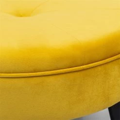 Hot Sale 🤩 Adeco Carrington Juttersbo Round Tufted Fabric Ottoman Yellow 😉 -Adeco Shop Adeco Carrington Juttersbo Round Tufted Fabric Ottoman 3
