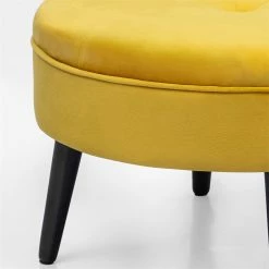 Hot Sale 🤩 Adeco Carrington Juttersbo Round Tufted Fabric Ottoman Yellow 😉 -Adeco Shop Adeco Carrington Juttersbo Round Tufted Fabric Ottoman 5