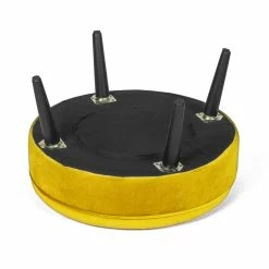 Hot Sale 🤩 Adeco Carrington Juttersbo Round Tufted Fabric Ottoman Yellow 😉 -Adeco Shop Adeco Carrington Juttersbo Round Tufted Fabric Ottoman 7