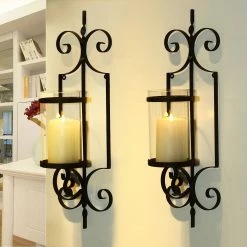 Brand new 😀 Adeco Cast Iron Vertical Wall Hanging Candle Holder Sconce (Set Of 2) - 6.22"x 5.5 "x 20.6" 👏