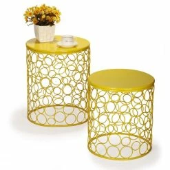 Best reviews of 🤩 Adeco Circle Pattern Bright Yellow Round Iron Nesting Stools(Set Of 2) Orange ✨ -Adeco Shop Adeco Circle Pattern Bright Yellow Round Iron Nesting Stools28Set of 229 13