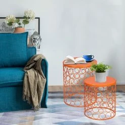 Best reviews of 🤩 Adeco Circle Pattern Bright Yellow Round Iron Nesting Stools(Set Of 2) Orange ✨ -Adeco Shop Adeco Circle Pattern Bright Yellow Round Iron Nesting Stools28Set of 229 5
