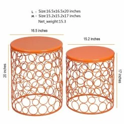 Best reviews of 🤩 Adeco Circle Pattern Bright Yellow Round Iron Nesting Stools(Set Of 2) Orange ✨ -Adeco Shop Adeco Circle Pattern Bright Yellow Round Iron Nesting Stools28Set of 229 8