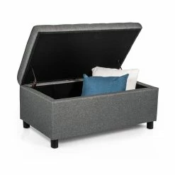 Best reviews of 🌟 Adeco Classic Grey Tufted Fabric Rectangular 35-inch Storage Ottoman 💯 -Adeco Shop Adeco Classic Rectangular Tufted Fabric Ottoman Bench with Large Storage2C 3522x2122x16222C Gray 3