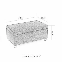 Best reviews of 🌟 Adeco Classic Grey Tufted Fabric Rectangular 35-inch Storage Ottoman 💯 -Adeco Shop Adeco Classic Rectangular Tufted Fabric Ottoman Bench with Large Storage2C 3522x2122x16222C Gray 4