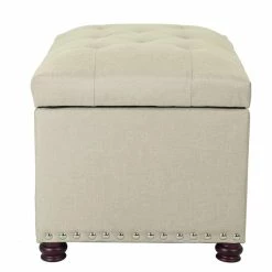 Best Pirce 🔔 Adeco Classy Rectangle Storage Bench Natural Fabric Footstool Ottoman 🤩 -Adeco Shop Adeco Classy Rectangle Storage Bench Natural Fabric Footstool Ottoman 5