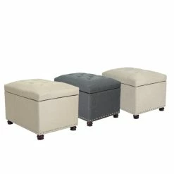 Best Pirce 🔔 Adeco Classy Rectangle Storage Bench Natural Fabric Footstool Ottoman 🤩 -Adeco Shop Adeco Classy Rectangle Storage Bench Natural Fabric Footstool Ottoman 8