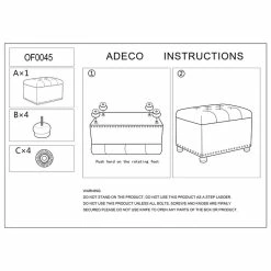 Best Pirce 🔔 Adeco Classy Rectangle Storage Bench Natural Fabric Footstool Ottoman 🤩 -Adeco Shop Adeco Classy Rectangle Storage Bench Natural Fabric Footstool Ottoman 9