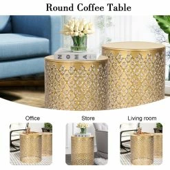 Top 10 🎉 Adeco Coffee Nesting Side End Tables Set Of 2- Round Stools Stand 👍 -Adeco Shop Adeco Coffee Nesting Side End Tables Set of 2 Round Stools Stand 5