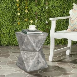 Wholesale ✔️ Adeco Concrete Accent End Table Modern Hourglass In-Outdoor Side Table 👏