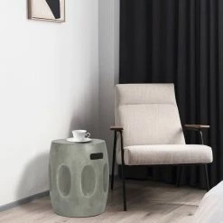 Brand new โ Adeco Concrete End Table With Handles Round Drum-Shaped Side Table ๐ฅ 14 Brand new โ Adeco Concrete End Table With Handles Round Drum-Shaped Side Table ๐ฅ -Adeco Shop Adeco Concrete Accent End Table with Handles2C Modern Round Drum Shaped 2