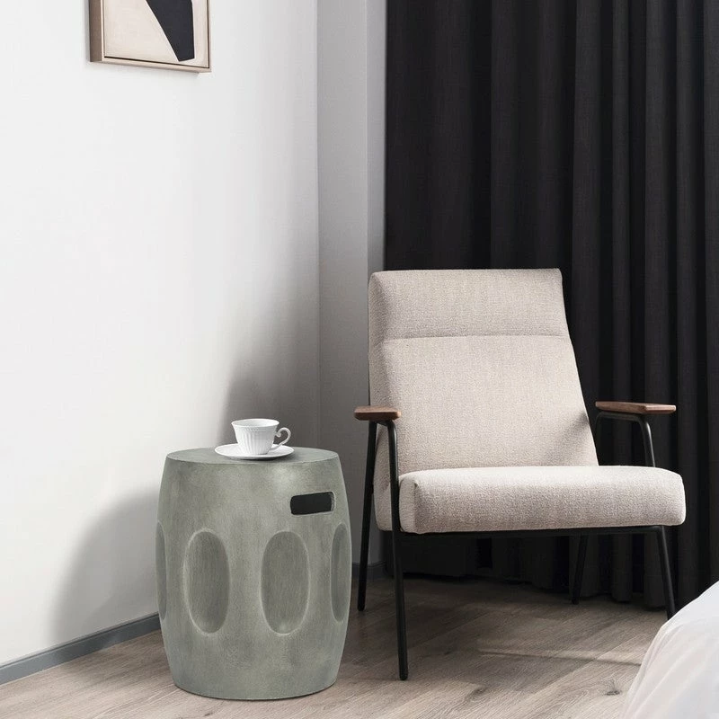 Brand new โ Adeco Concrete End Table With Handles Round Drum-Shaped Side Table ๐ฅ 5 Brand new โ Adeco Concrete End Table With Handles Round Drum-Shaped Side Table ๐ฅ - Image 3