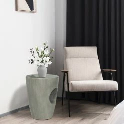 Cheap 🔥 Adeco Concrete Accent End Table Modern Round Outdoor Side Table ⭐ -Adeco Shop Adeco Concrete Accent End Table2C Modern Round Plant Outdoor Side Table 2