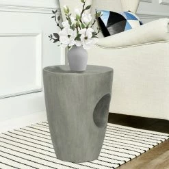 Cheap 🔥 Adeco Concrete Accent End Table Modern Round Outdoor Side Table ⭐