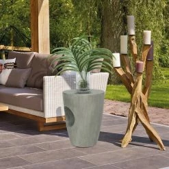 Cheap 🔥 Adeco Concrete Accent End Table Modern Round Outdoor Side Table ⭐ -Adeco Shop Adeco Concrete Accent End Table2C Modern Round Plant Outdoor Side Table 4