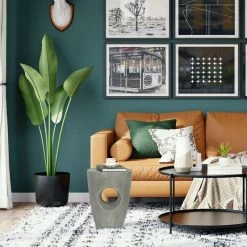 Cheap 🔥 Adeco Concrete Accent End Table Modern Round Outdoor Side Table ⭐ -Adeco Shop Adeco Concrete Accent End Table2C Modern Round Plant Outdoor Side Table 5